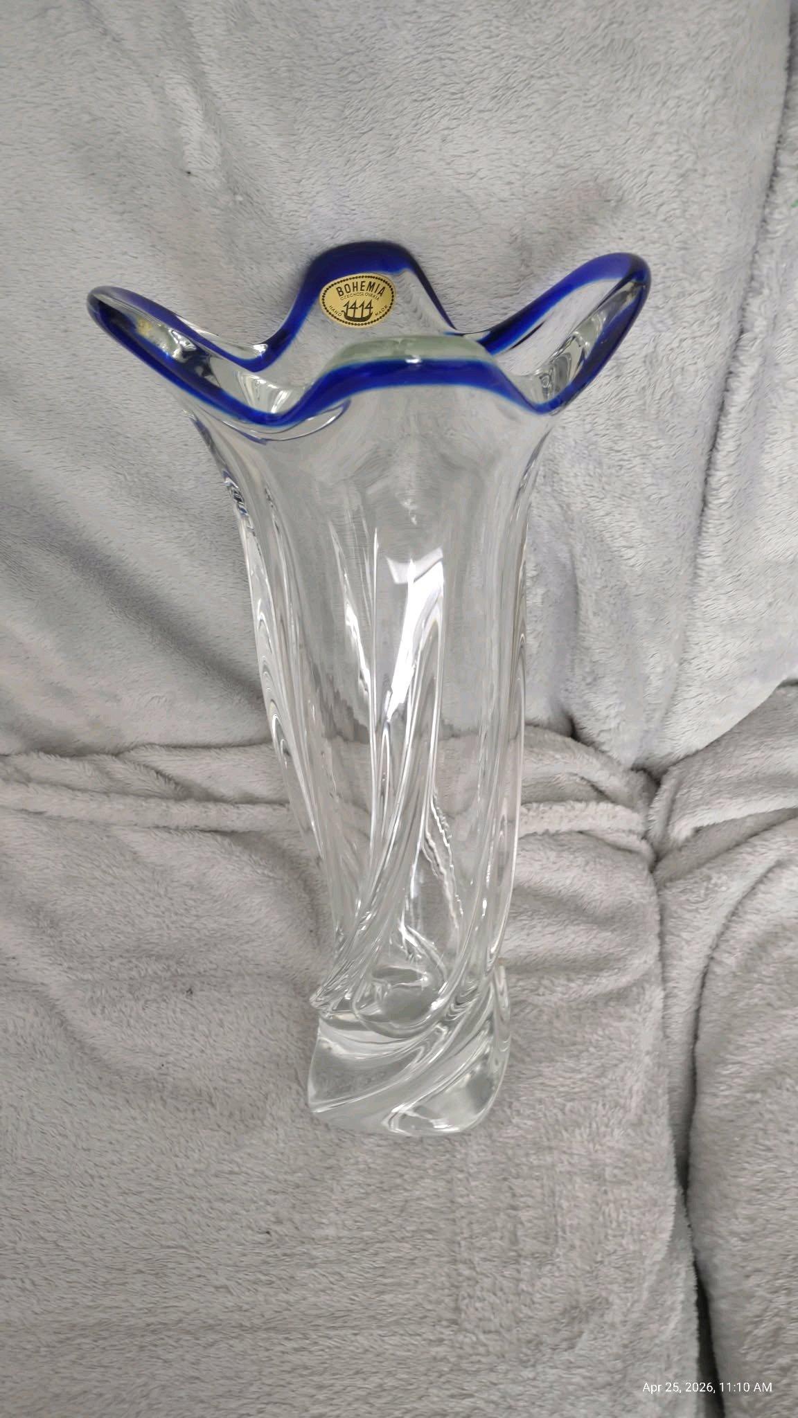 1990s Czech Rubin Chribska Bohemian Art Glass