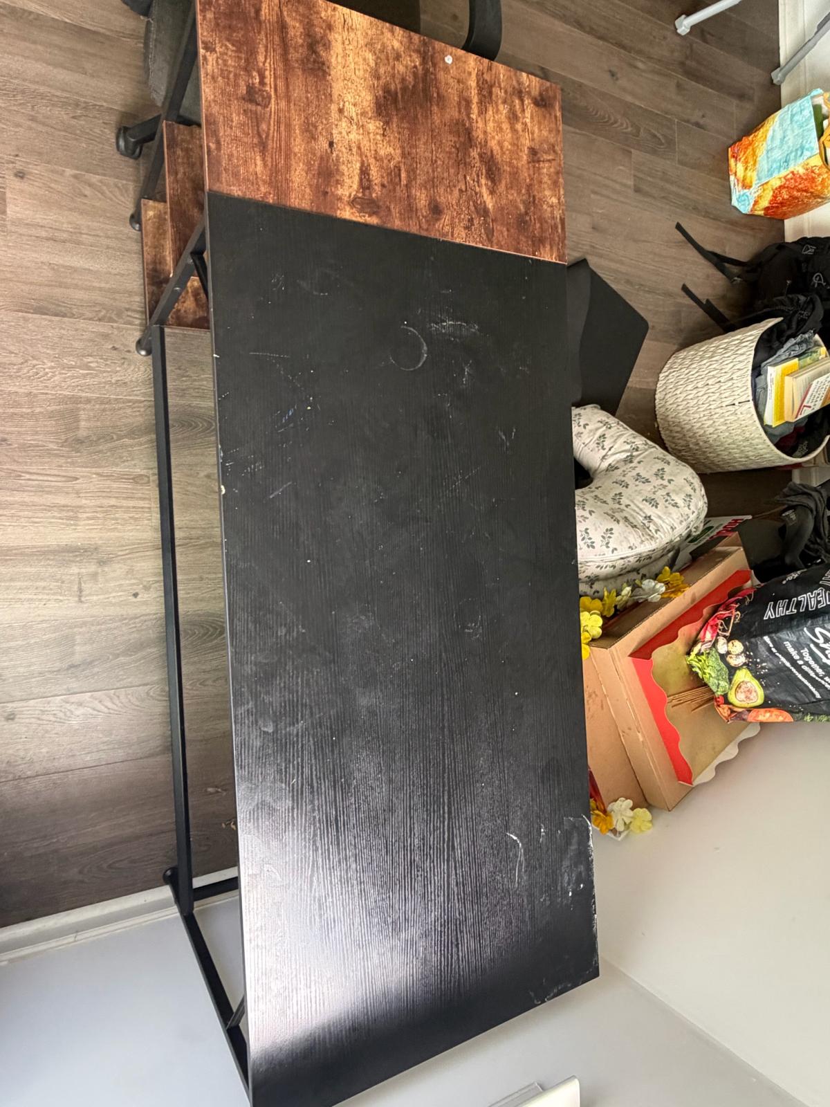 55 Industrial Computer Desk with 2Tier Storage Shelves  Blac