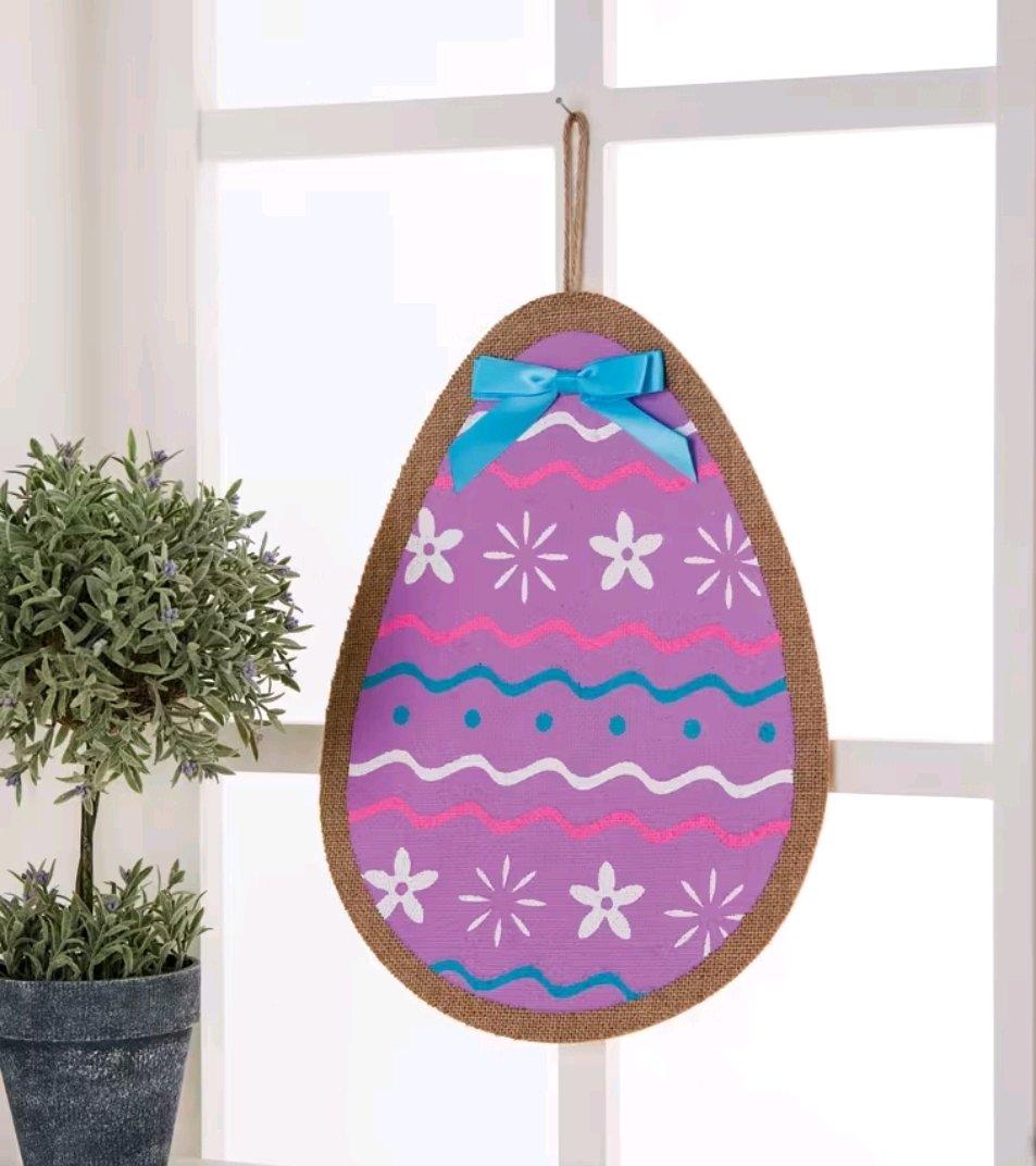 Bright Easter Egg Burlap Door Sign