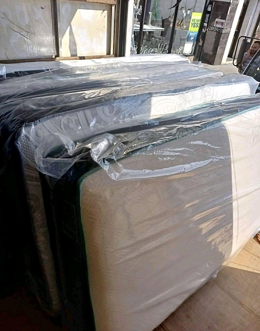 Brand New Mattress  Box Spring  Metal Frame  Inbox For Price