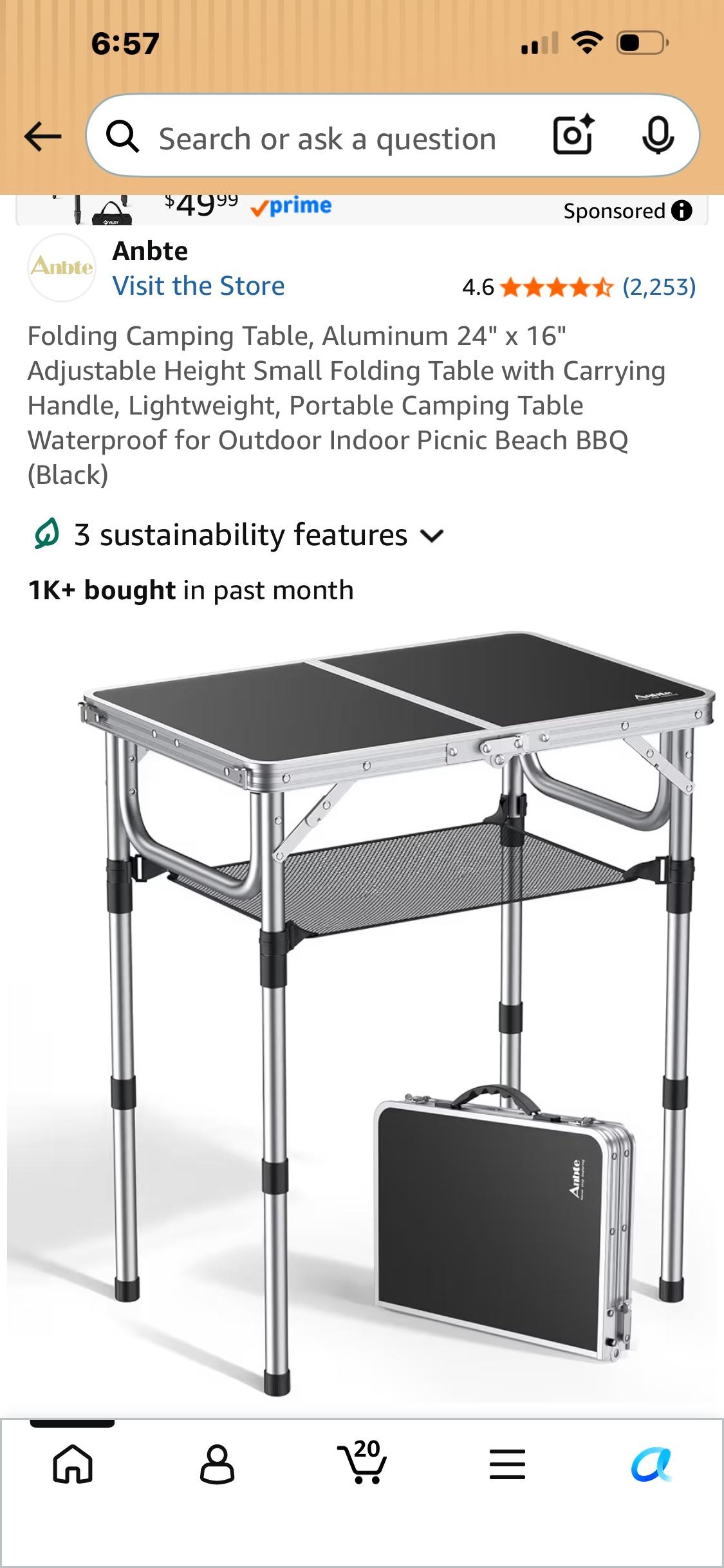white folding small table perfect for camping
