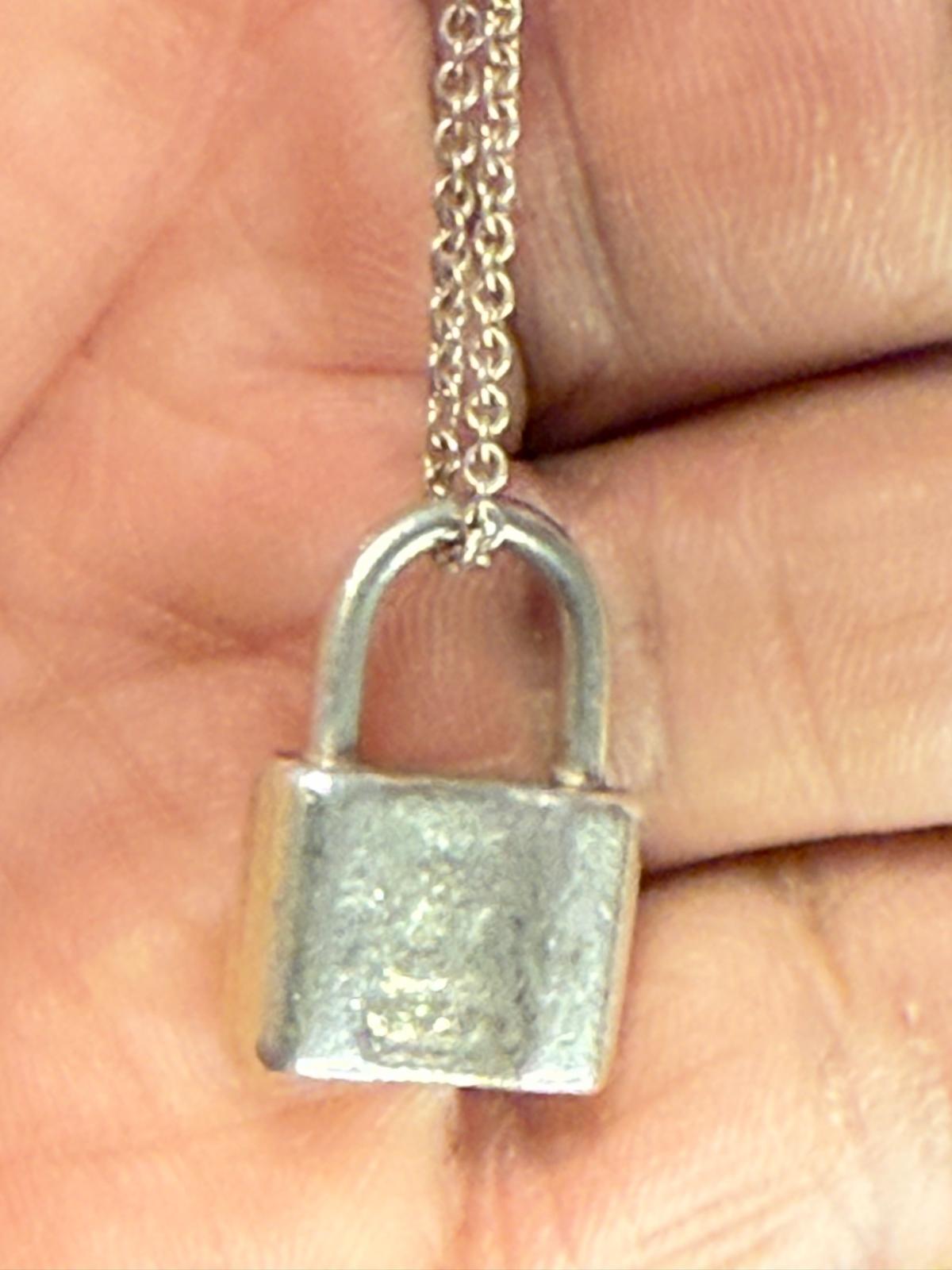 Tiffany Sterling Silver Padlock Pendant Necklace with COA