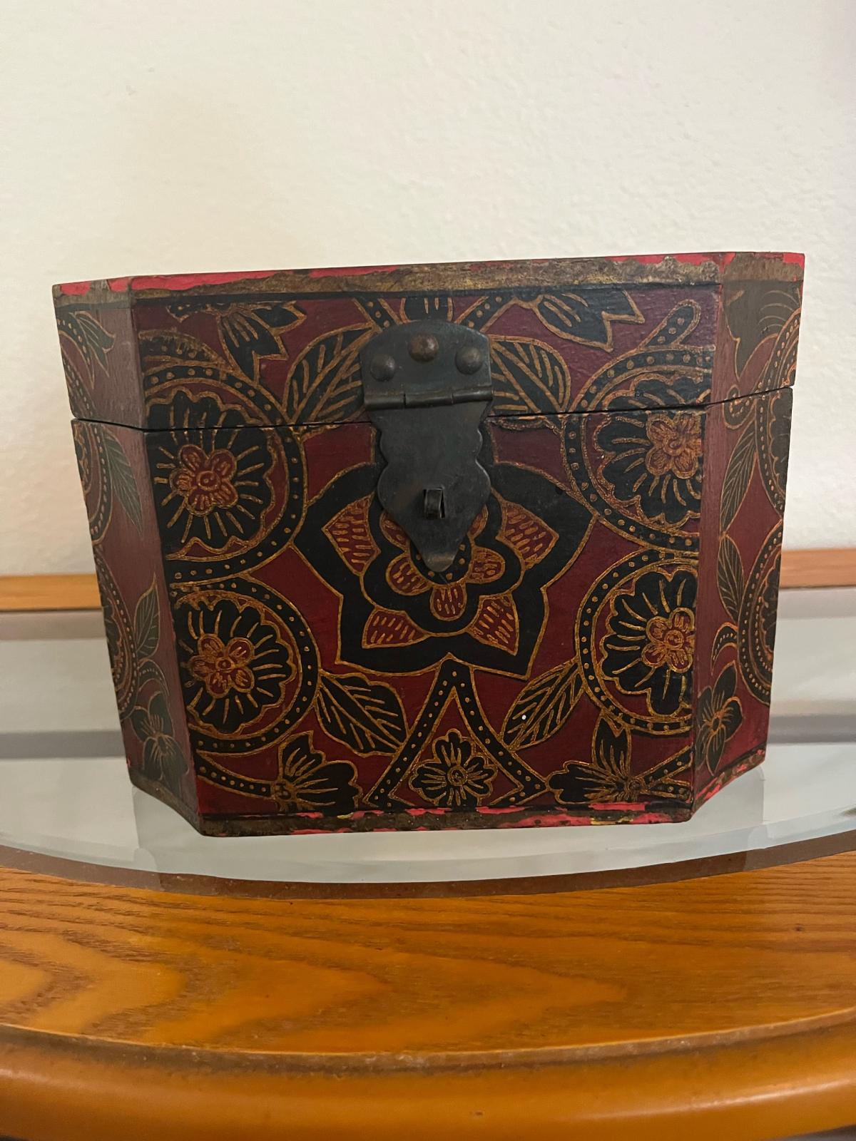Hexagonal Hand Painted Trinket Box