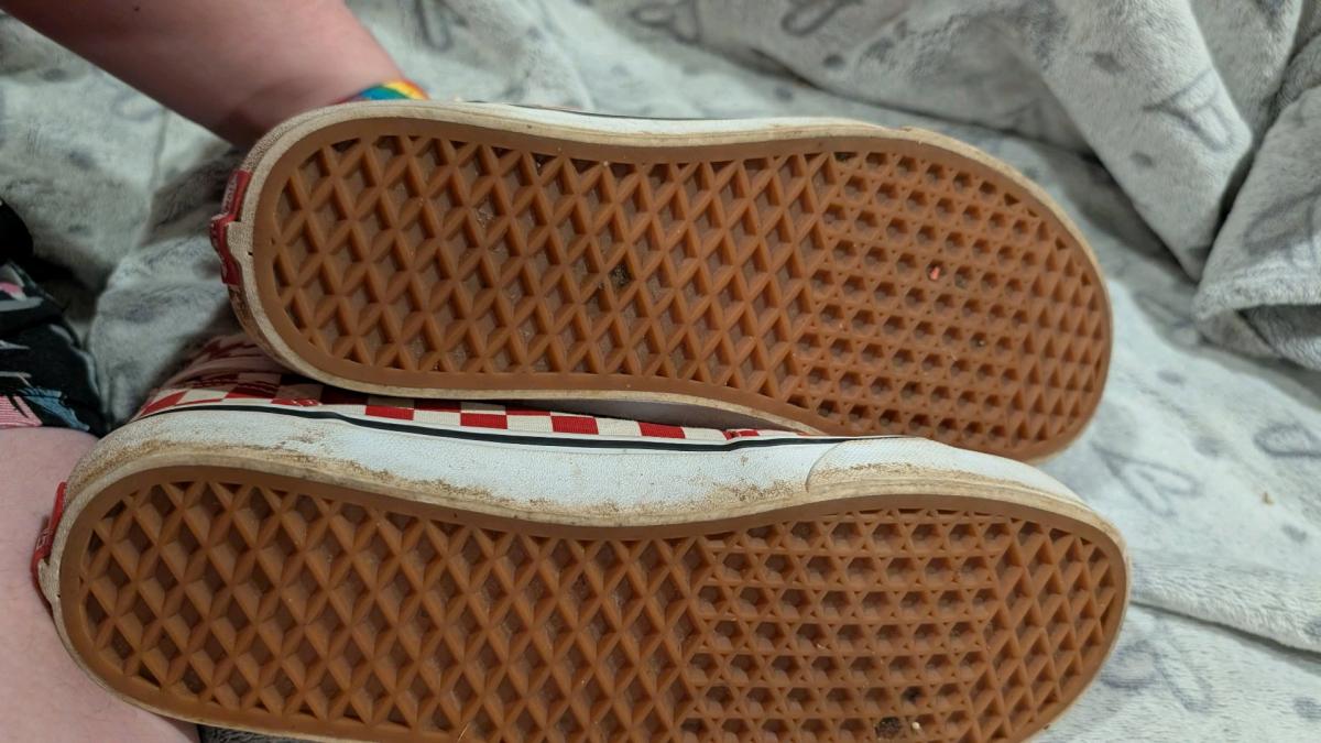 red and white checkered vans high tops
