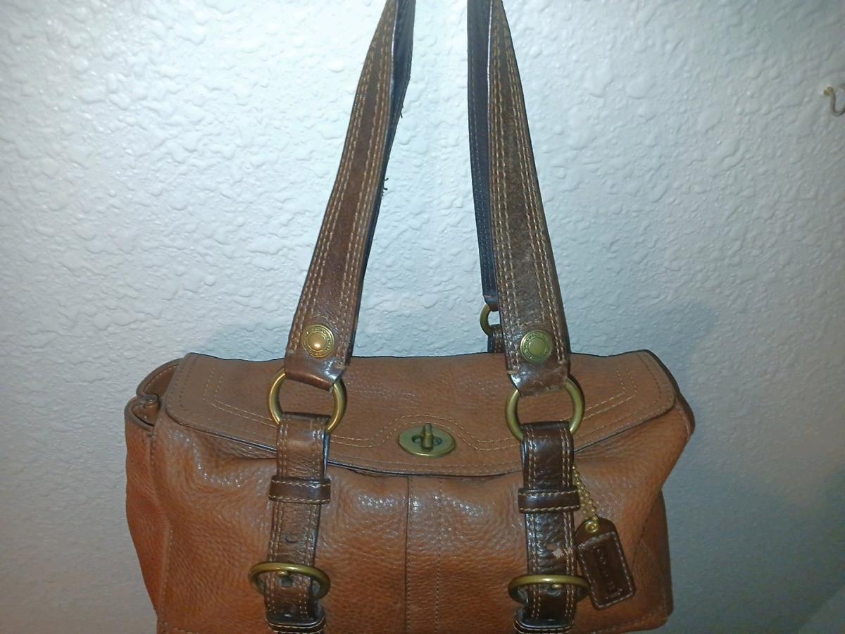 Vintage Brown Coach Chelsea Turnlock Pebble Leather Satchel