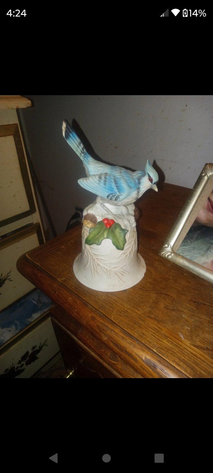 Home Trends Porcelain Blue Jay Dinner Bell