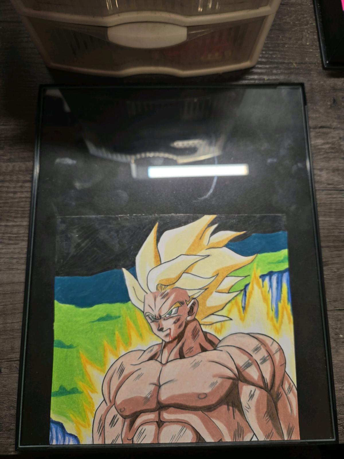 Drawing of Super Saiyan Goku Framed pencil drawing
