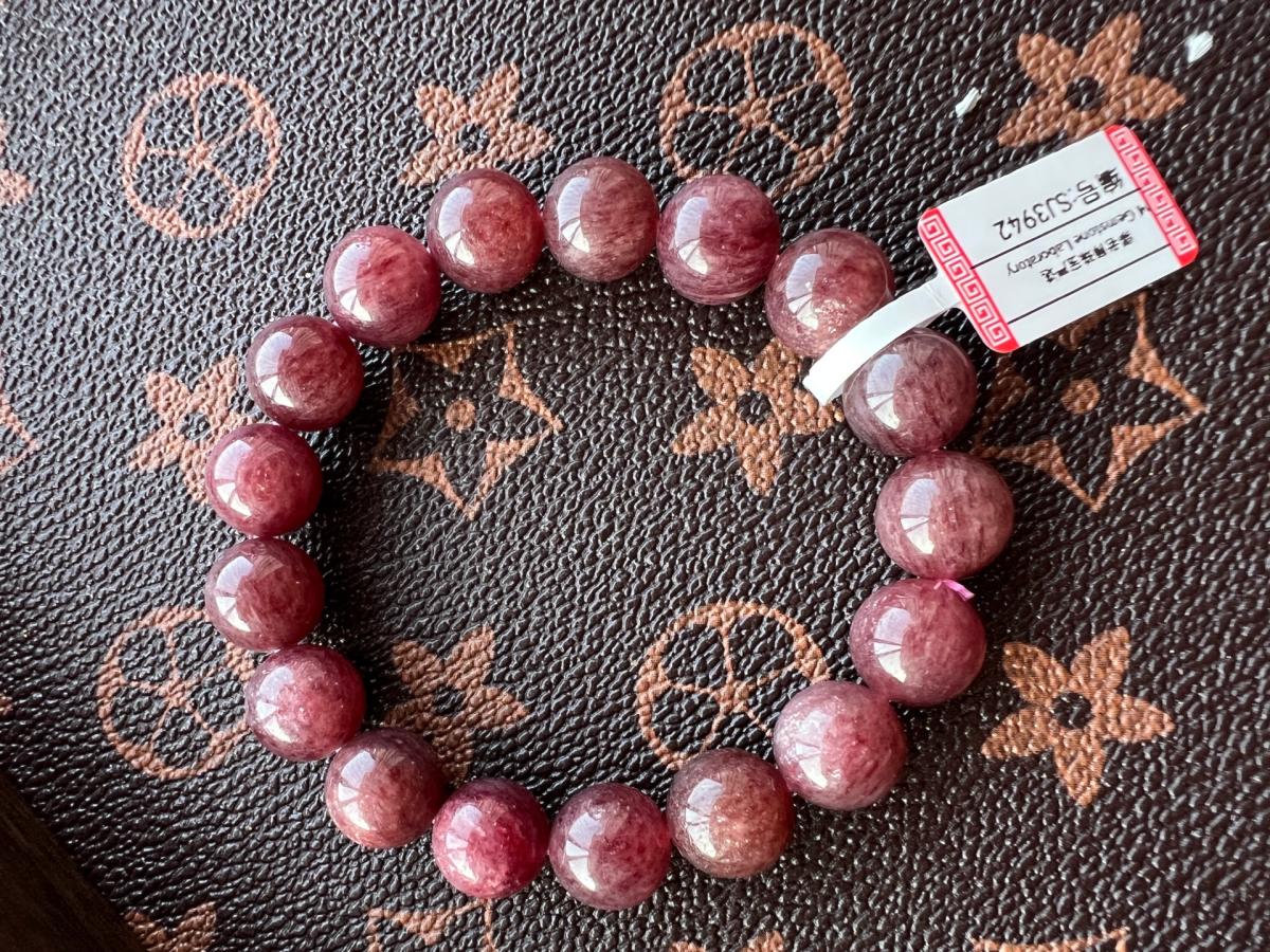 12mm Plum Purple Starlight Strawberry Quartz Bracelet Natura