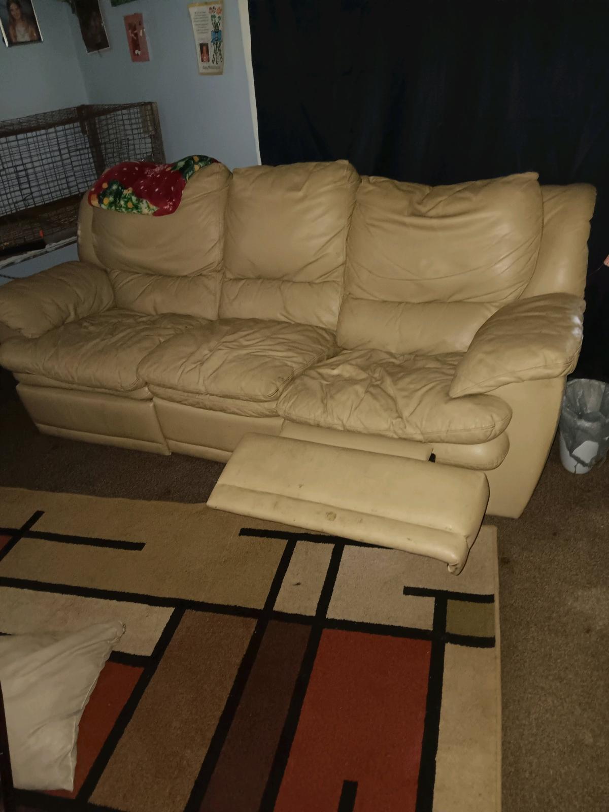 leather reclining sofa and chair