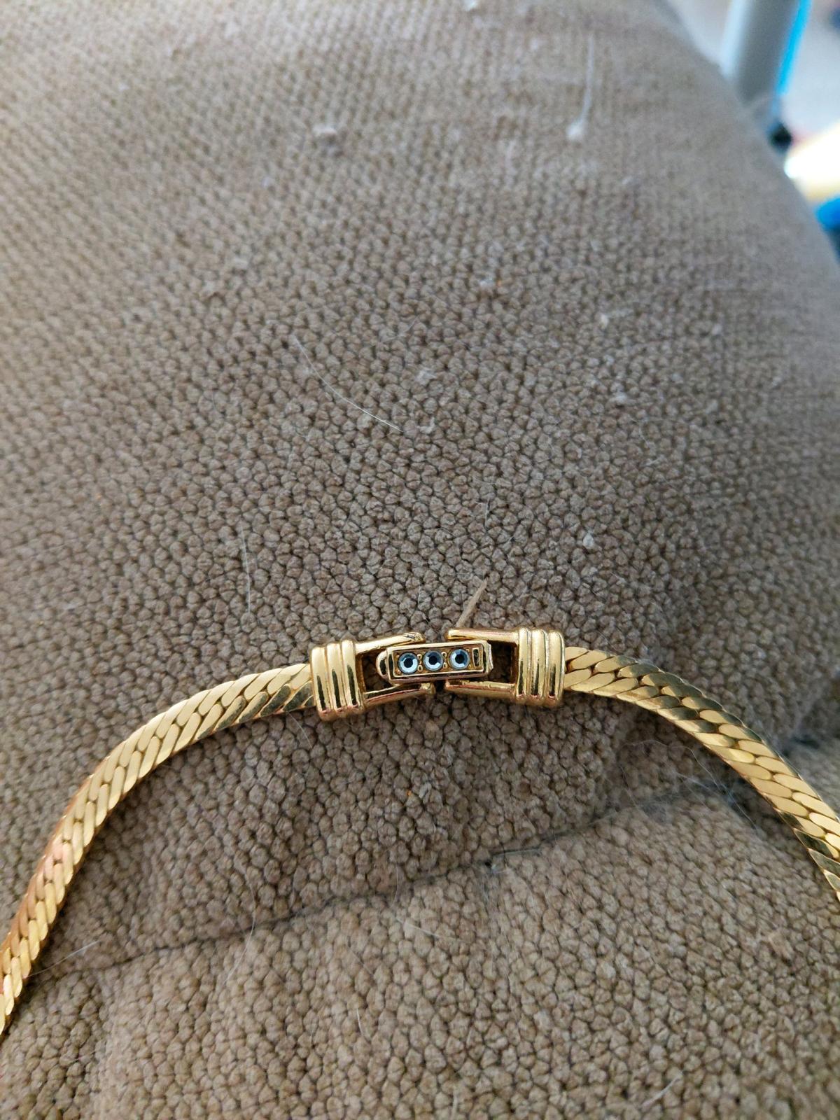 Unique S A L Gold Tone Collar Necklace Swarovski Crystals