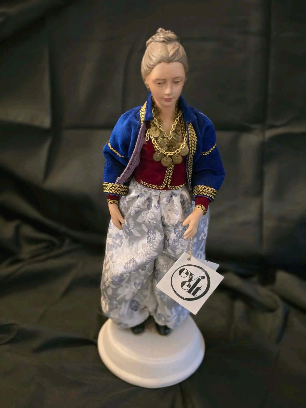 Vintage Evelt Greece Porcelain Doll 10in