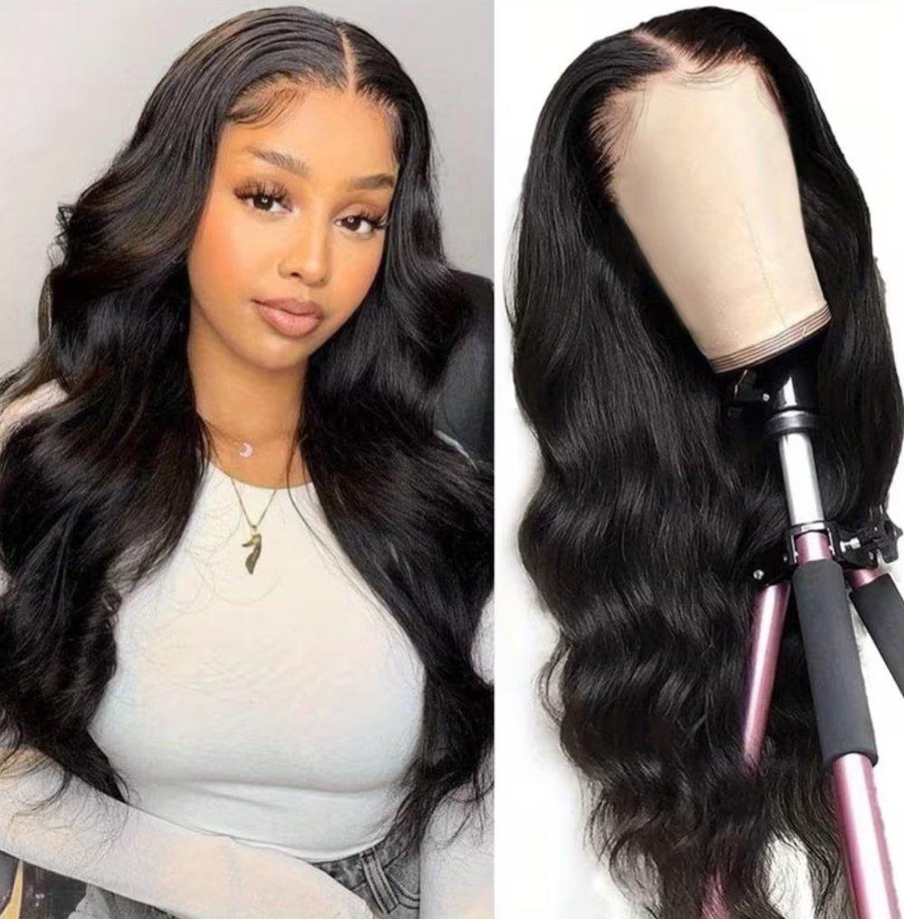 WOMENS 16 INCH BLACK CURLY HUMAN HAIR LACE FRONT WIG