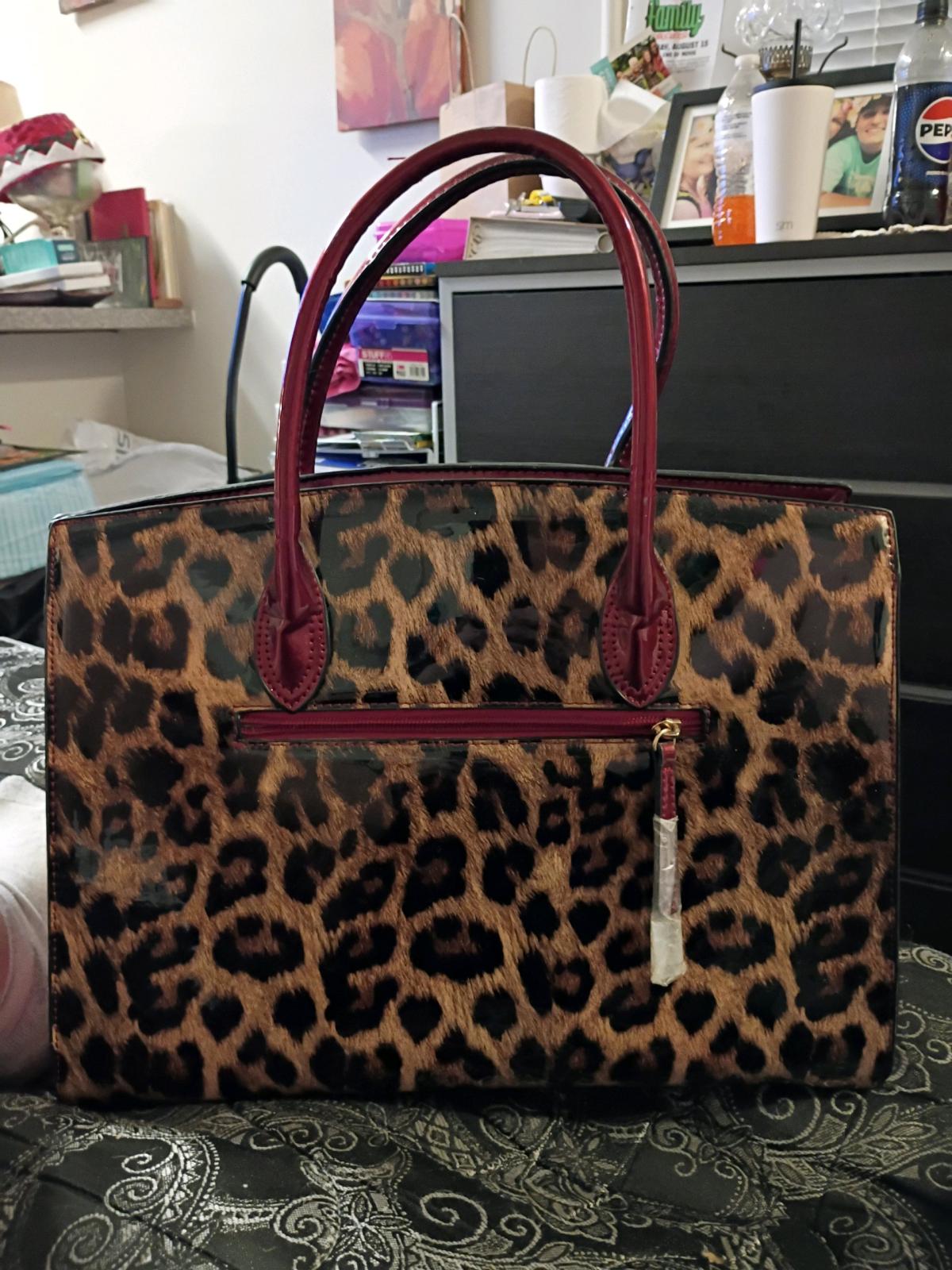 leopard and maroon purse