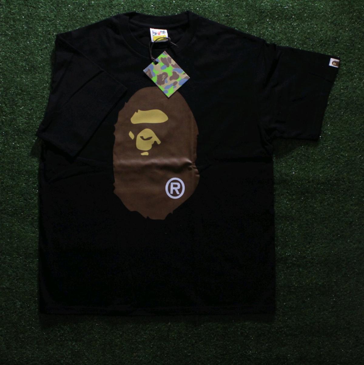 Brown Front And Back Ape Head Y2K T Shirt