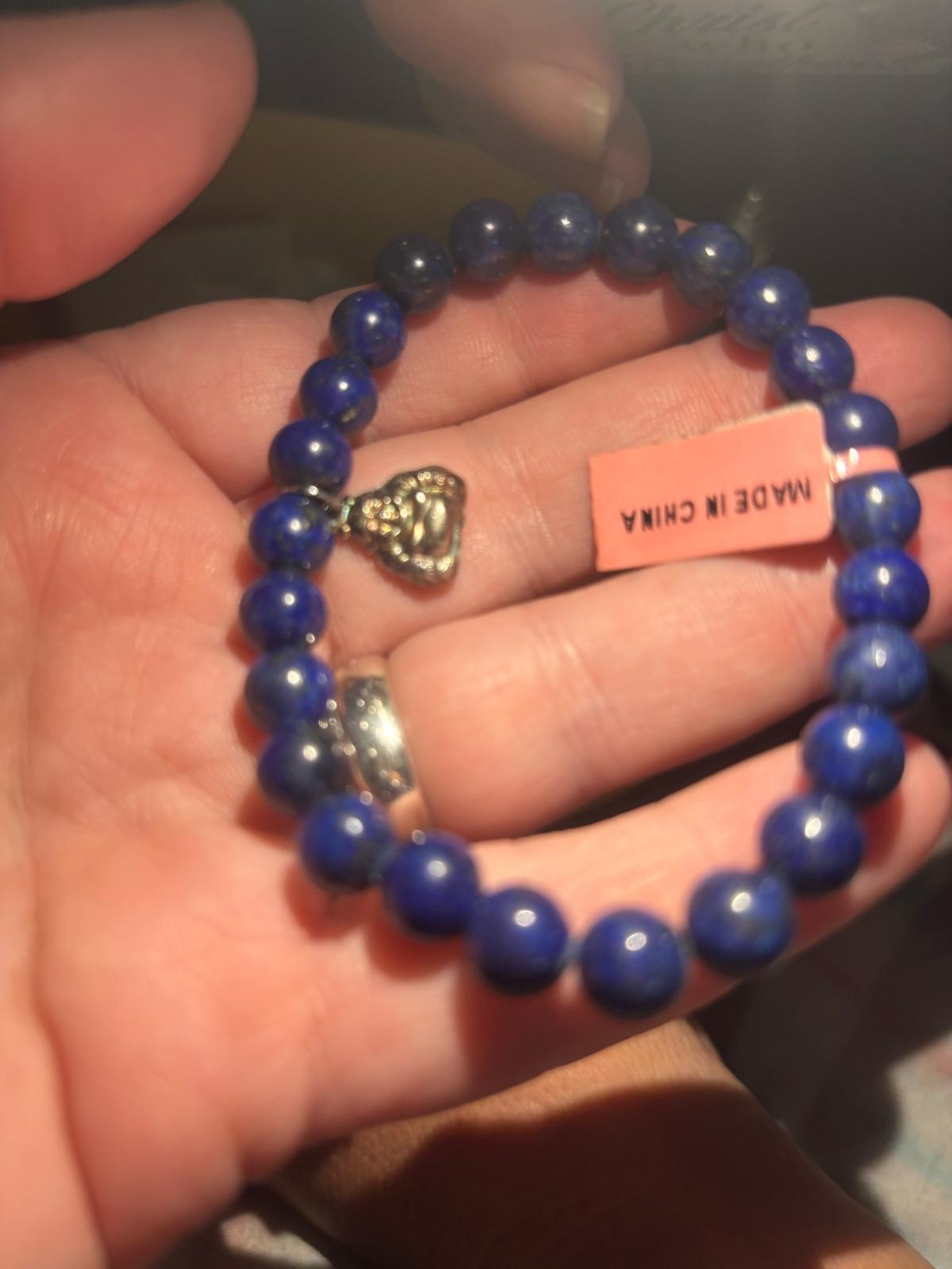 blue Lapis bracelet with heart charm