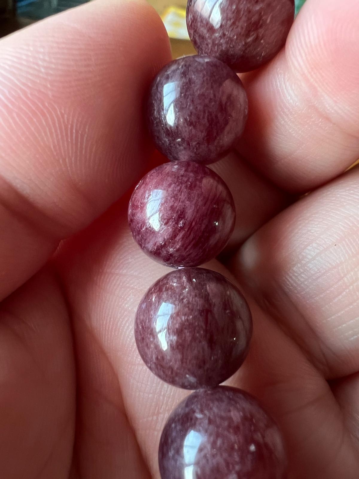 12mm Plum Purple Starlight Strawberry Quartz Bracelet Natura