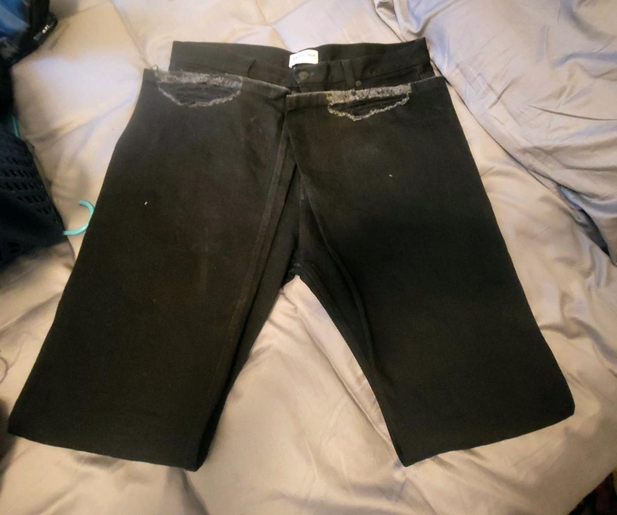 Balenciaga Wide Leg Distressed Denim Jeans black Japan NEW