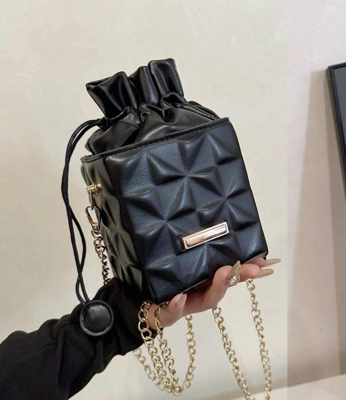 Black Quilted Bucket Bag  Tumbler