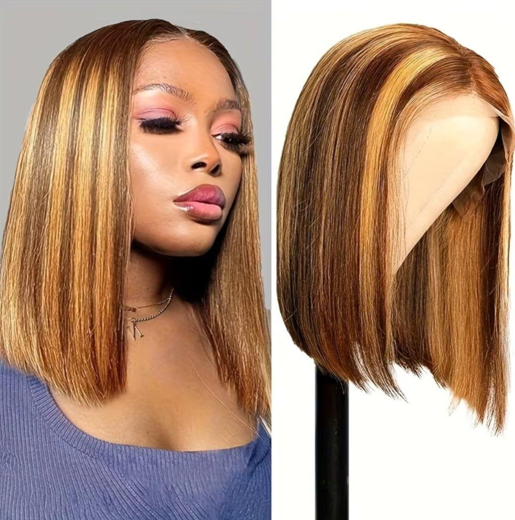 WOMENS 8 INCH MULTI COLOR HUMAN HAIR LACE FRONT WIG