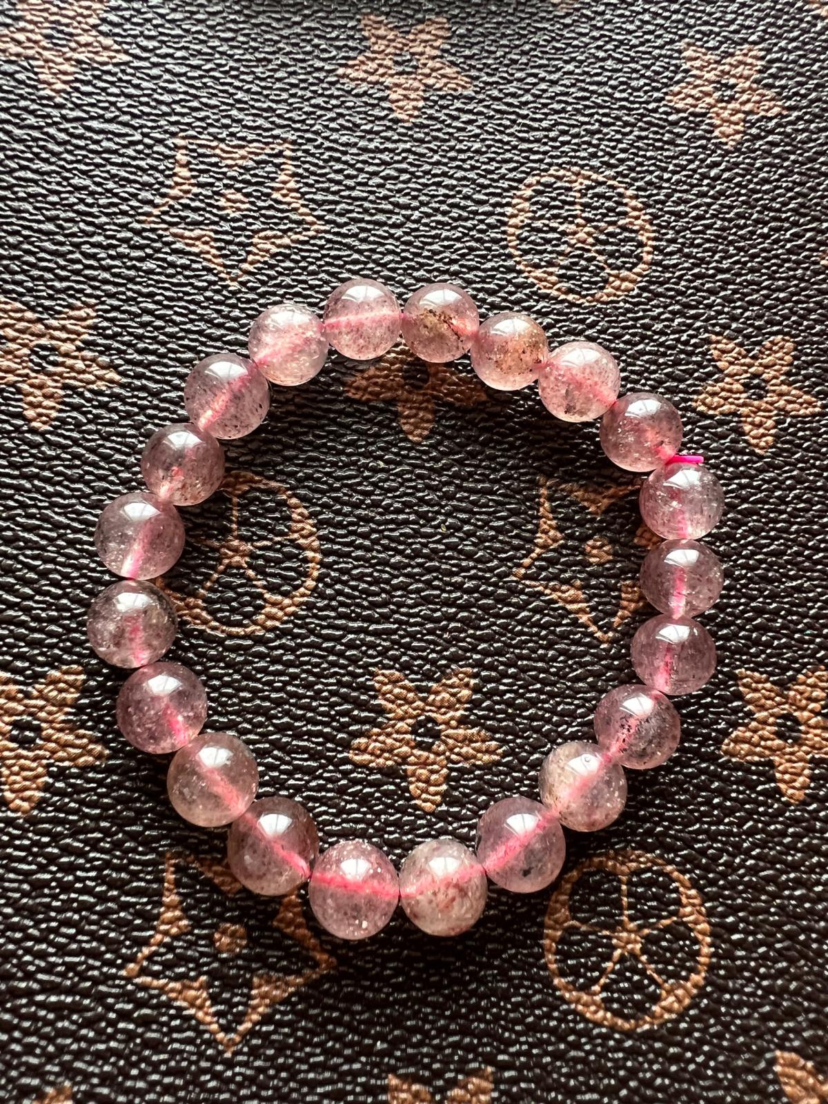 8mm Starlight Strawberry Quartz Bracelet Natural Light Shot
