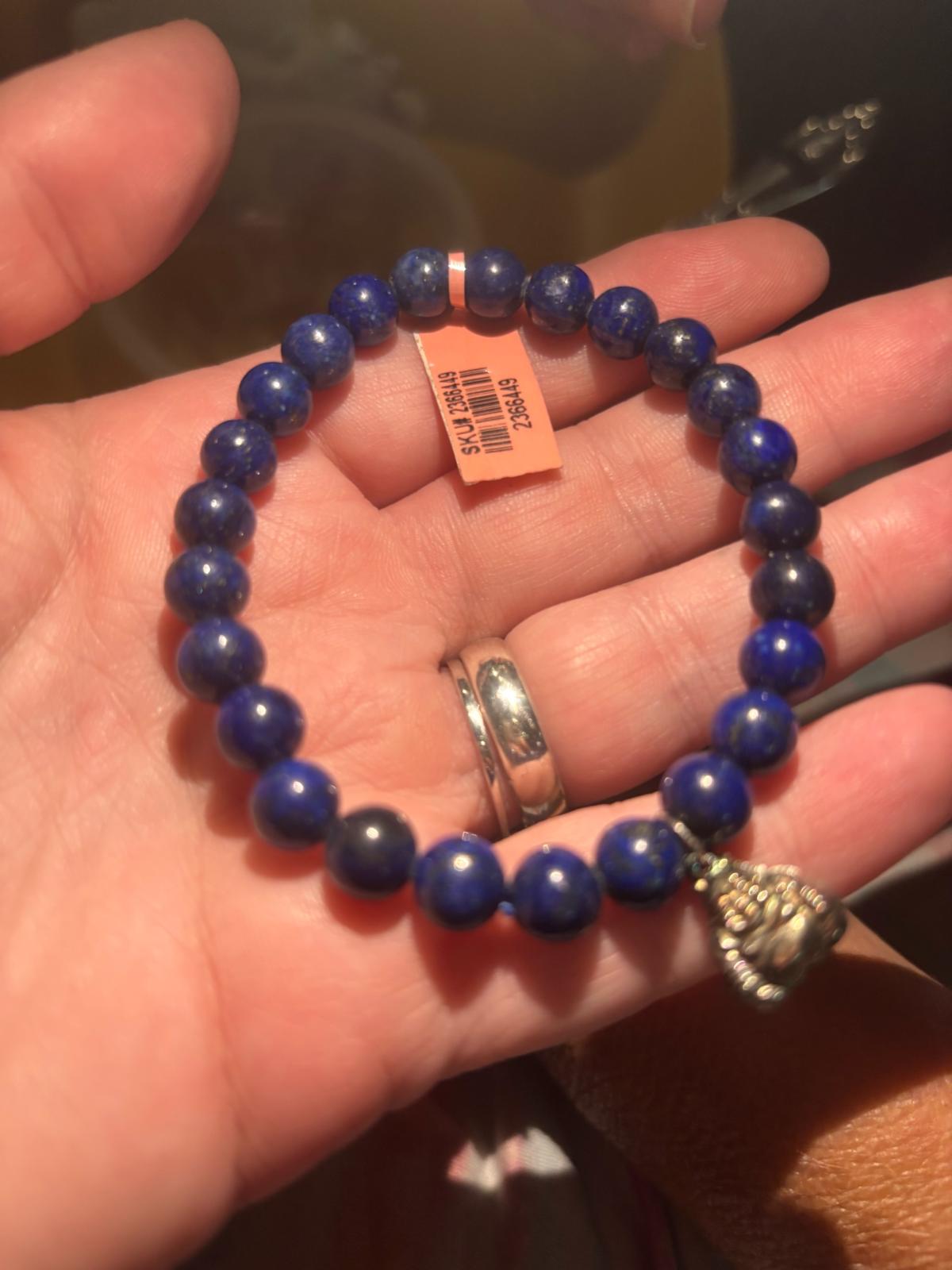 blue Lapis bracelet with heart charm