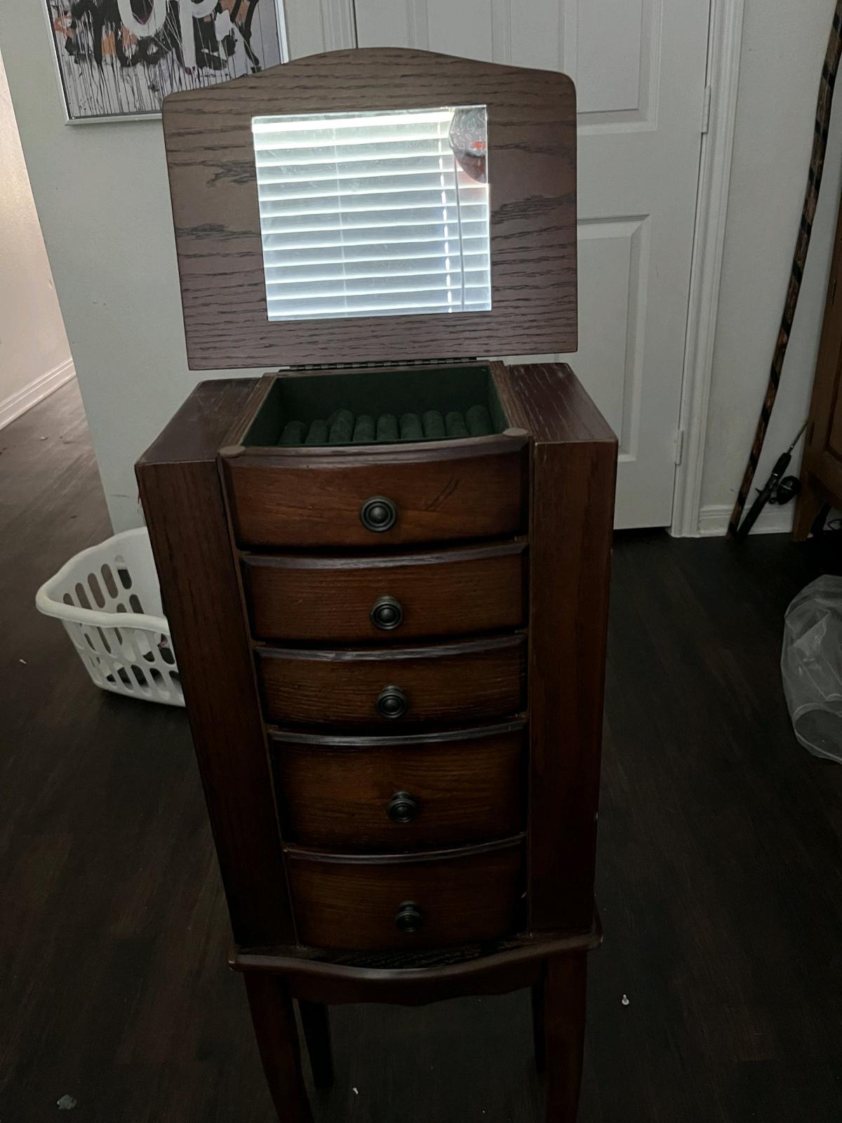 Antique Dark Wood Jewelry Stand