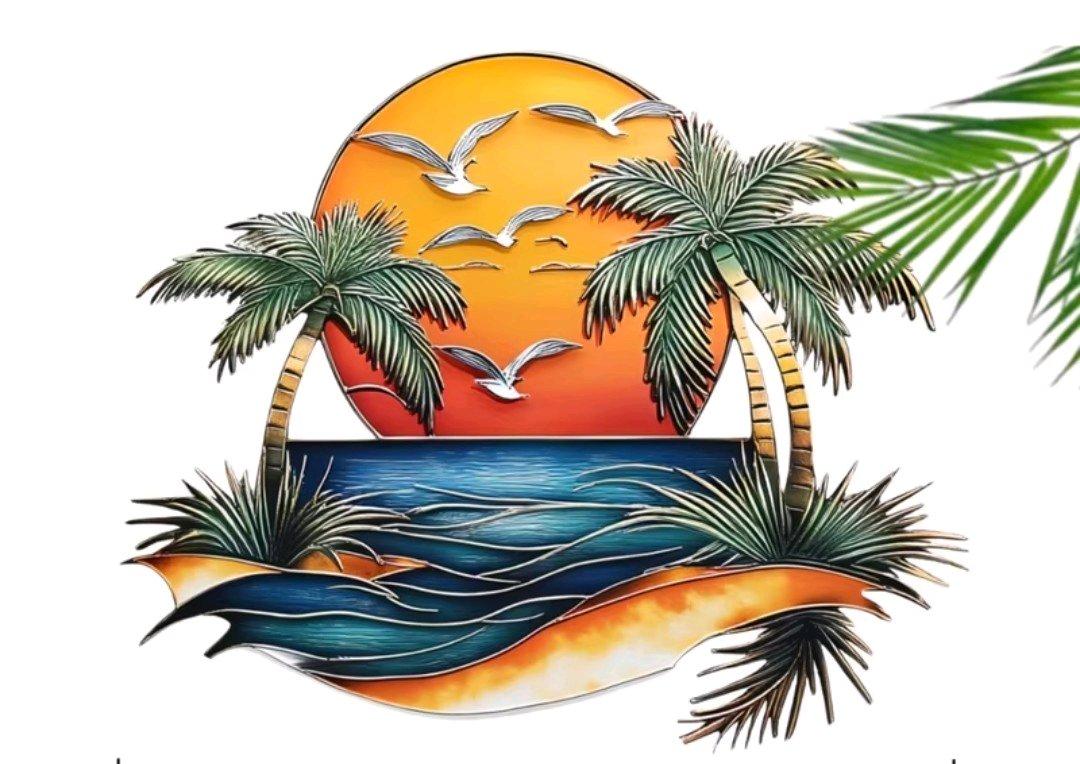 Beach and Sun Metal Wall Decor