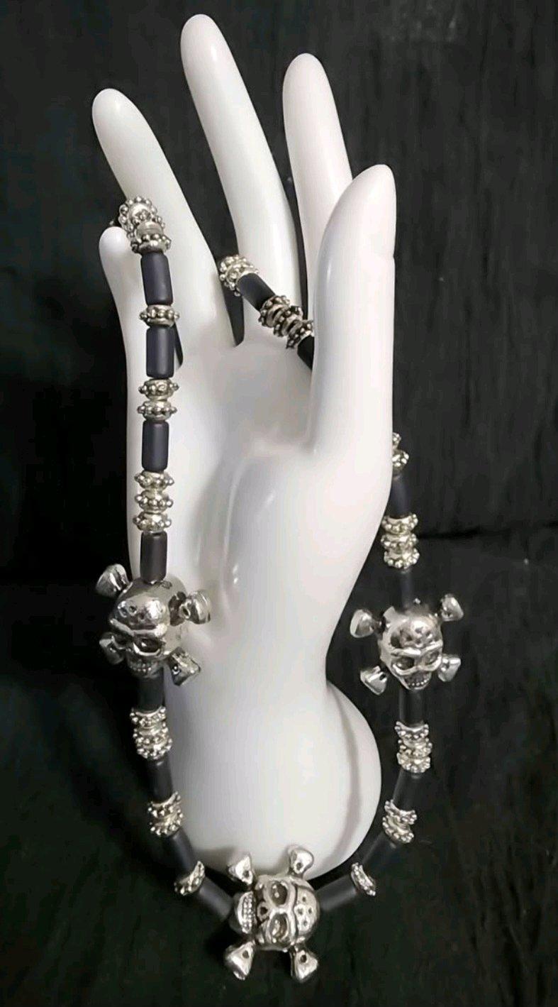 Chunky black Skull Choker necklace