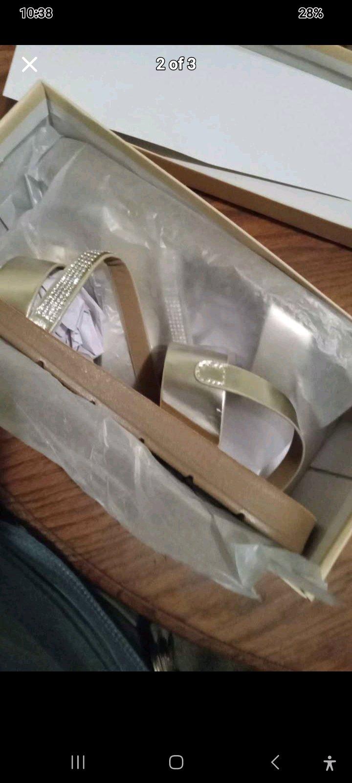 YOKI Gold Rhinestone Flat Sandals