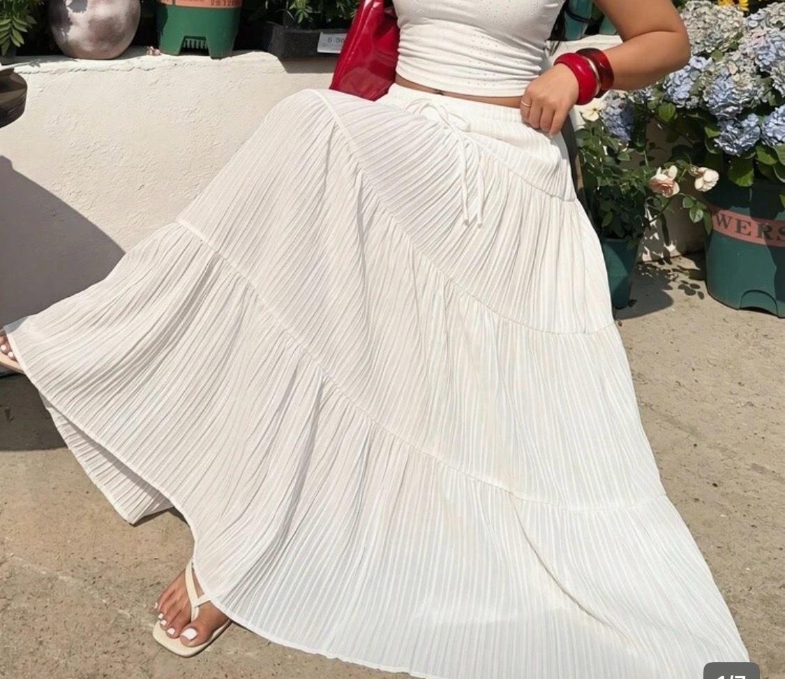 white linen skirt size lg like new