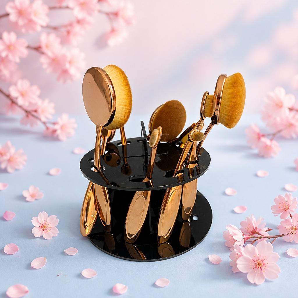 Makeup brushes with stand never used