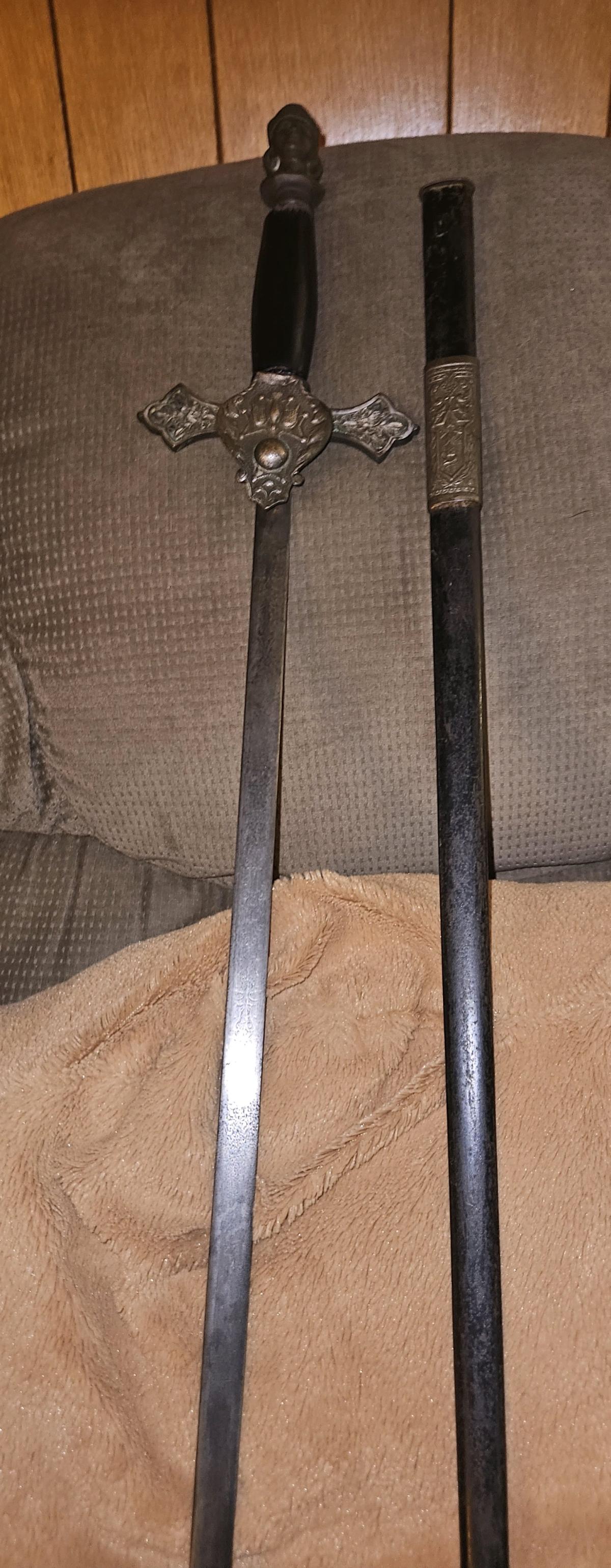 masonic Knights Templar sword and scabbard