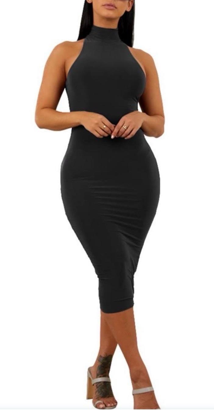 womens black fitted dress size lg never worn