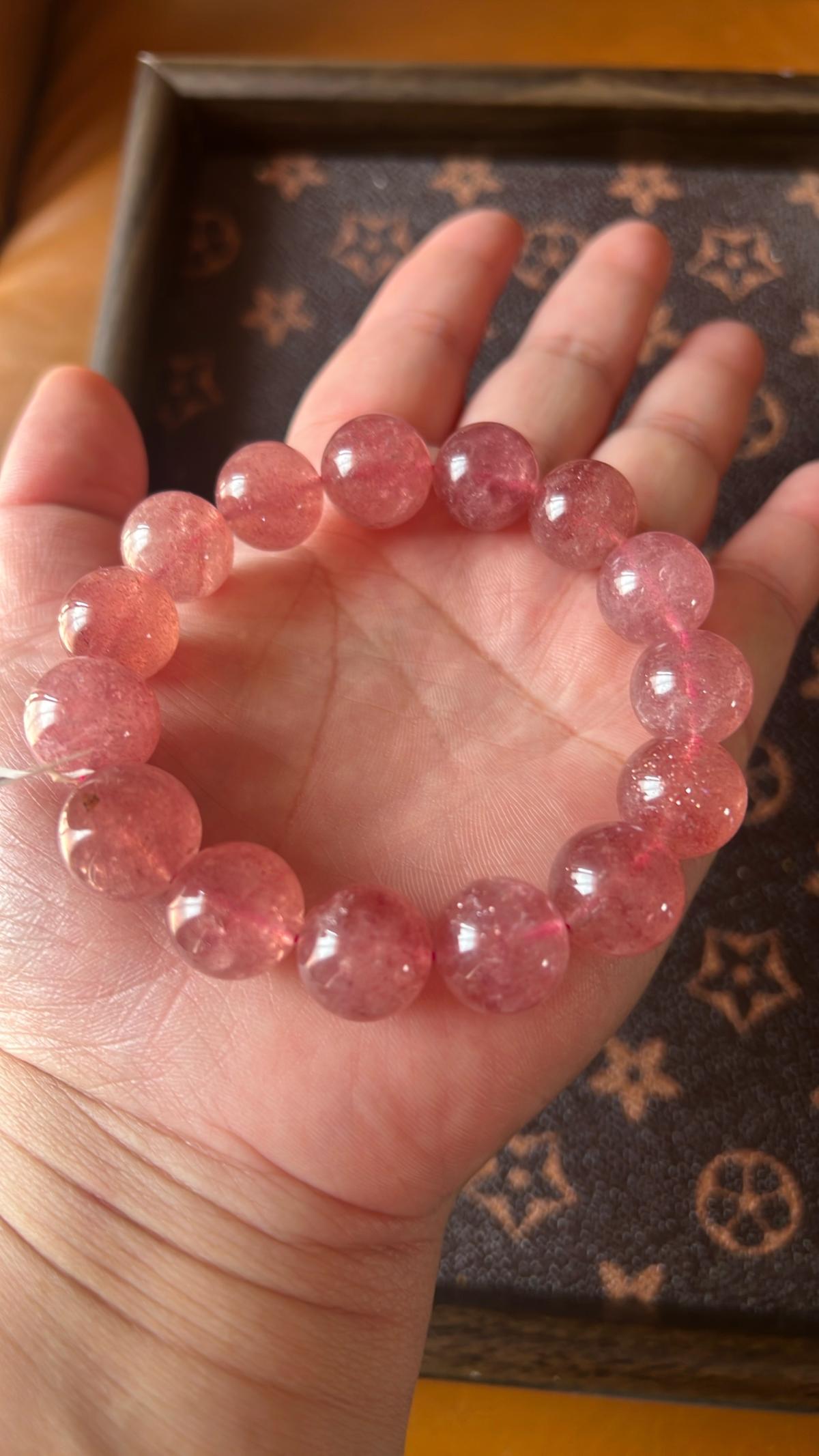 Natural High Quality Strawberry Quartz Bracelet 13mm