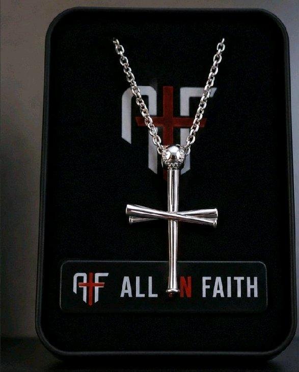 all in faith baseball bat cross necklace
