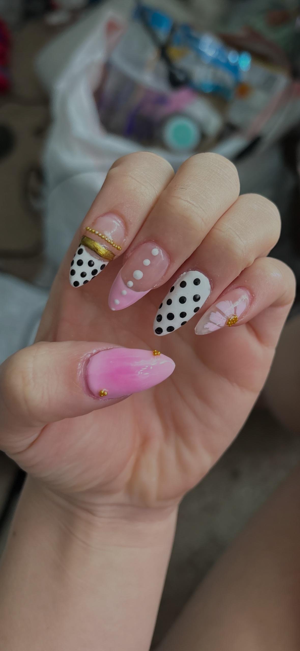 polka dot handmade press on nails