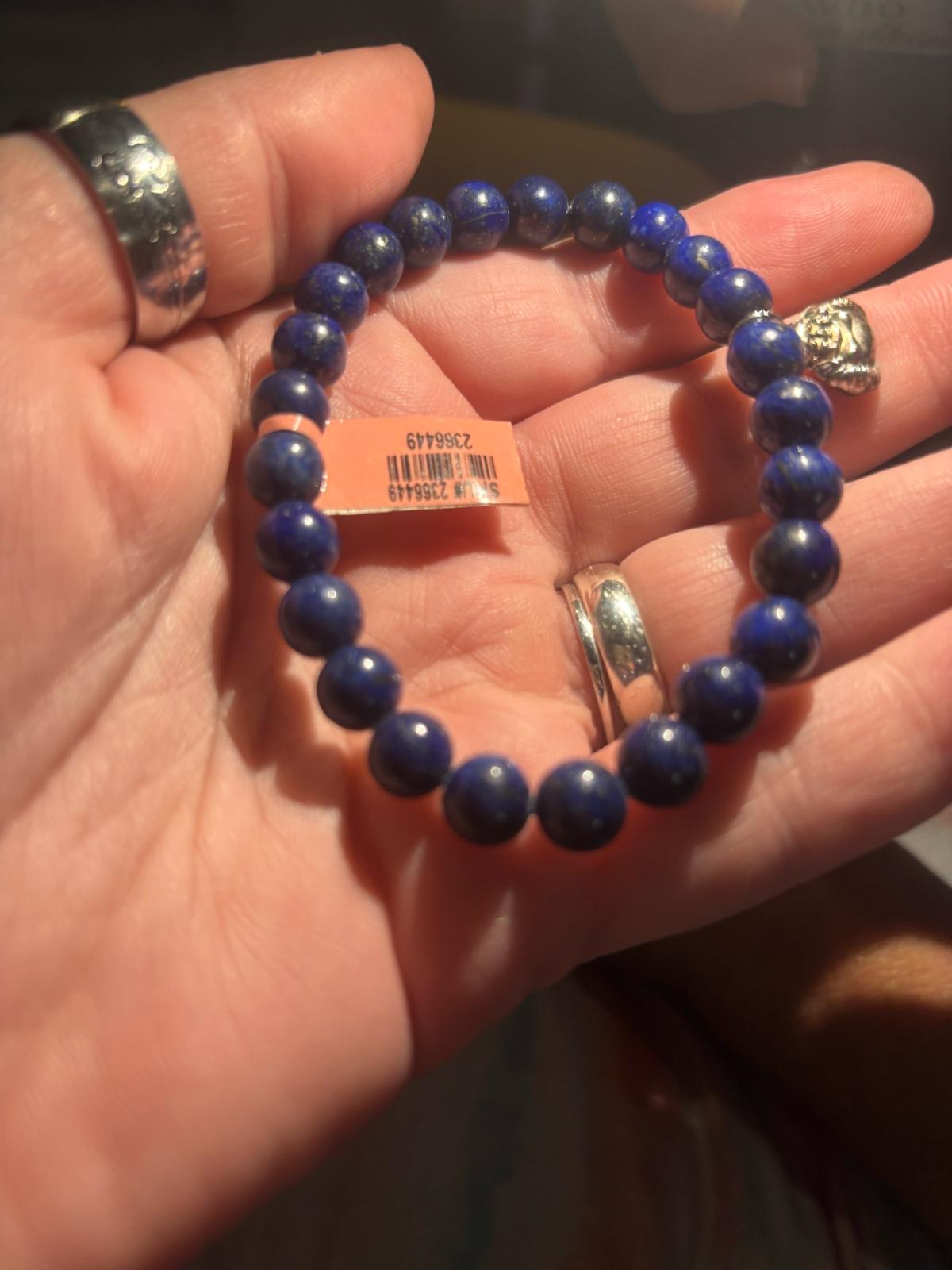 blue Lapis bracelet with heart charm