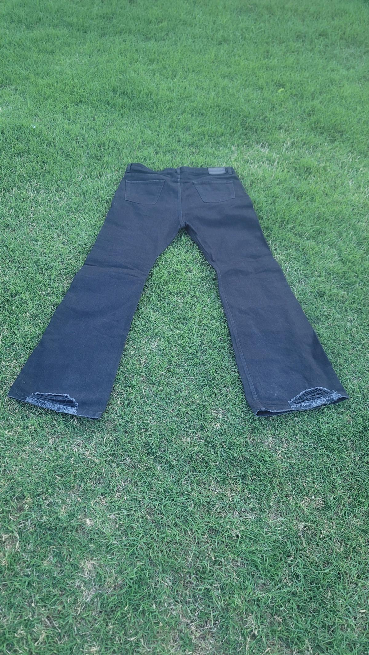 Balenciaga Wide Leg Distressed Denim Jeans black Japan NEW
