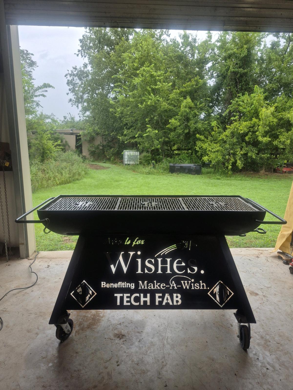Custom made open top charcoal grill