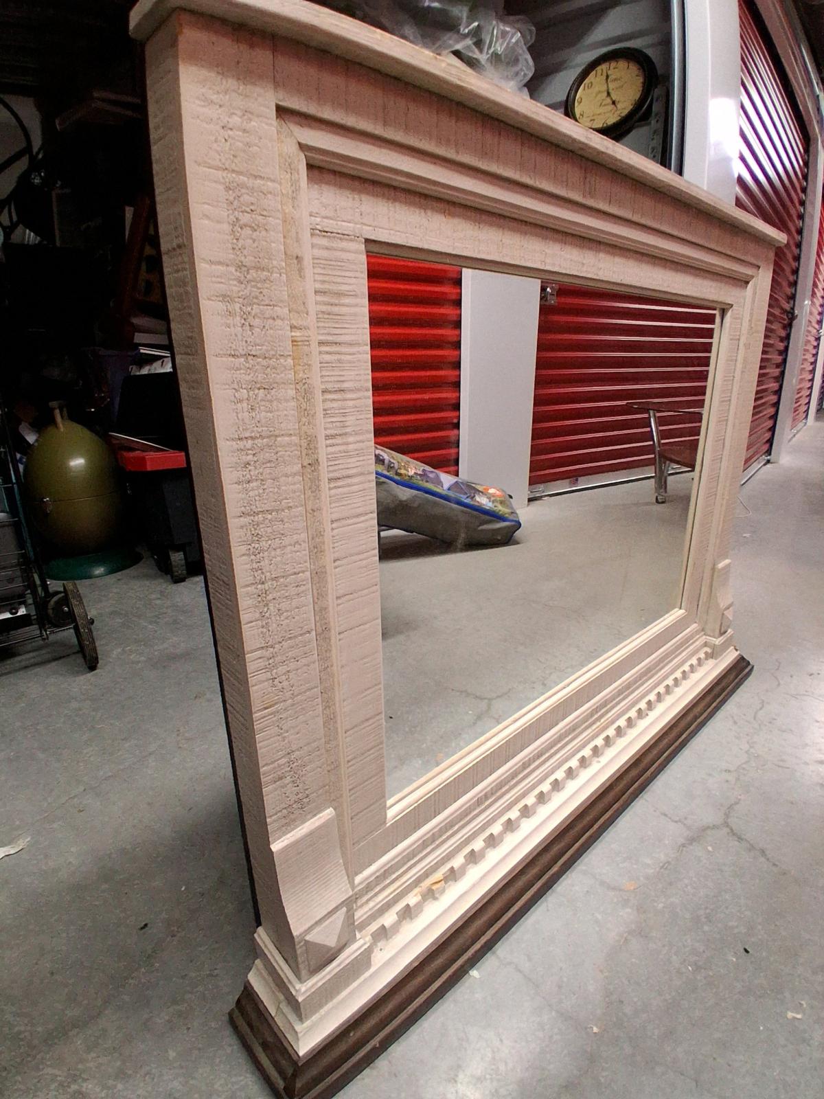 Large Decorative Wall Mirror  Distressed Wood Frame