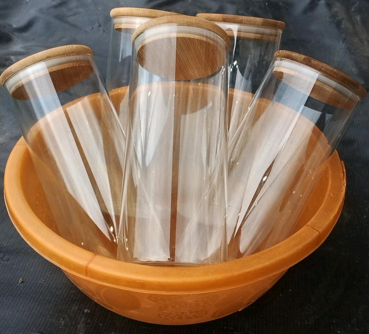 Clear Glass Jar With Bamboo Lid Airtight Can Sealed Canister