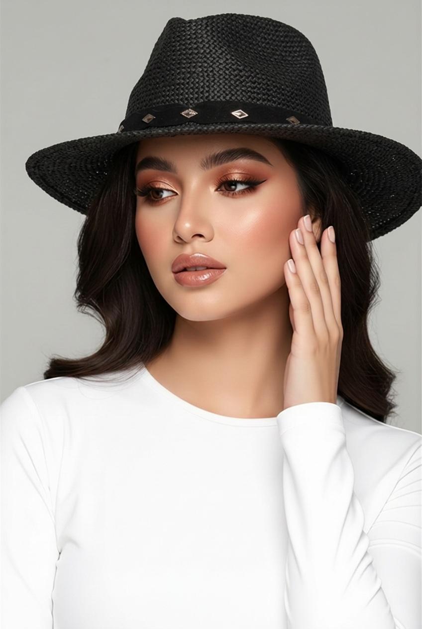 black straw unisex hat never worn