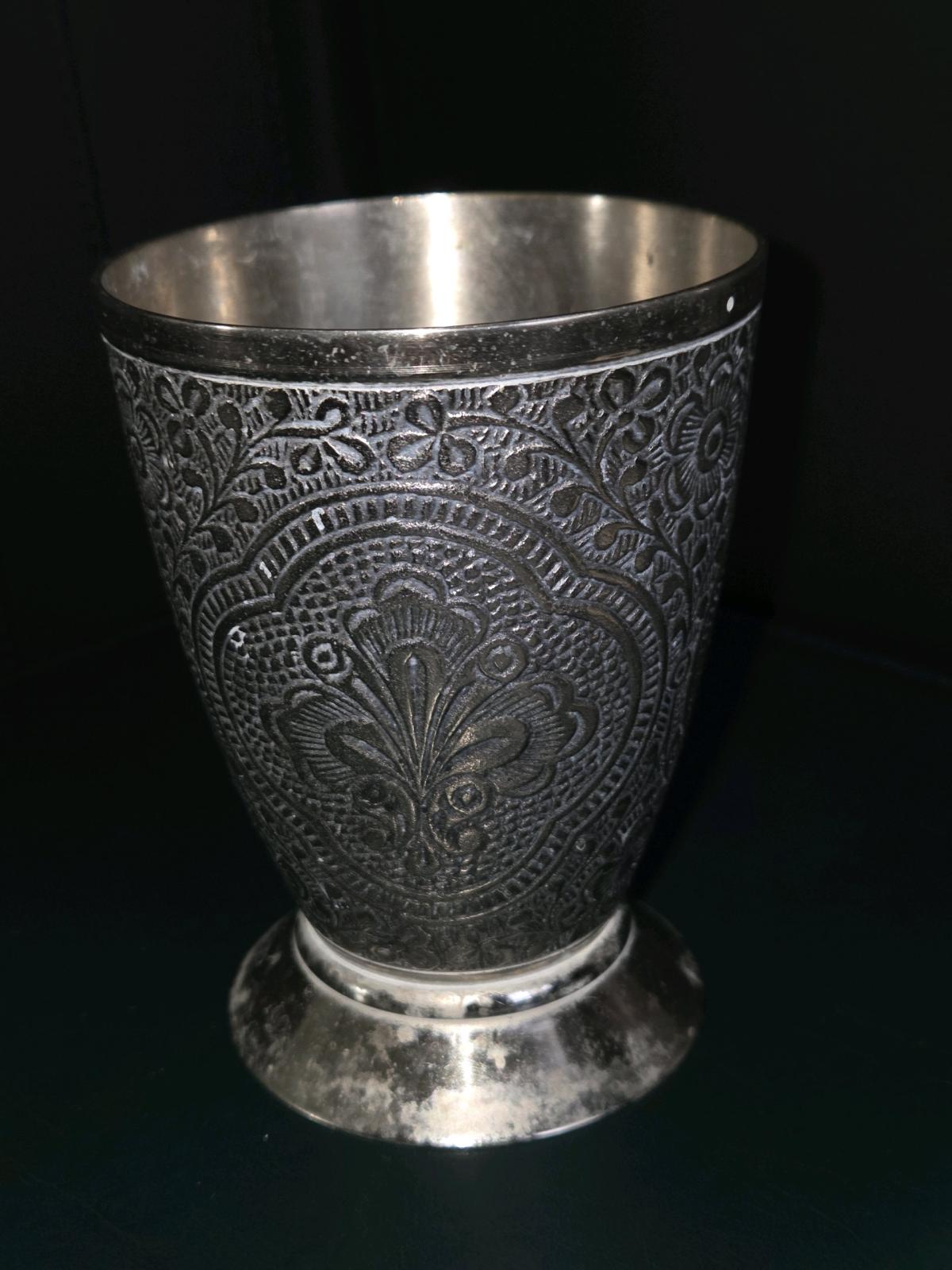 Late 1900 Century Vintage German Silver Plated Zinn Cup