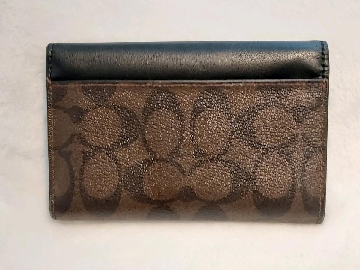 Coach Dark Brown And Black Leather Medium Size Wallet
