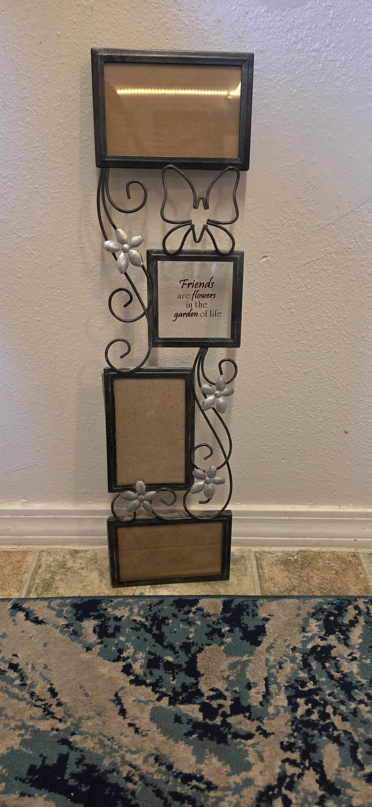 3 Photo Picture Frame with metal butterfly accents