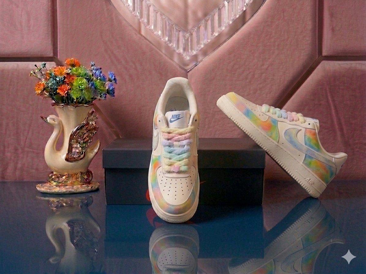 Custom Nike Air Force 1 Low Top LaceUp Sneakers Colorblock