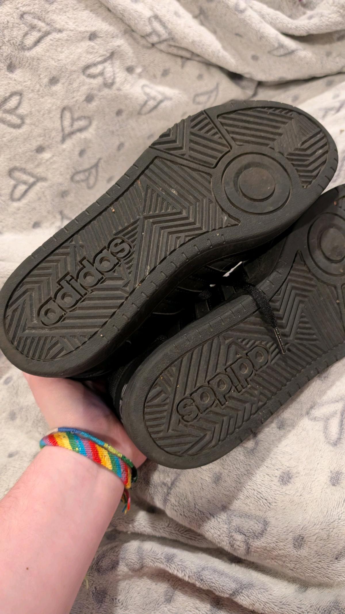 black Adidas high tops mens 9 and a half