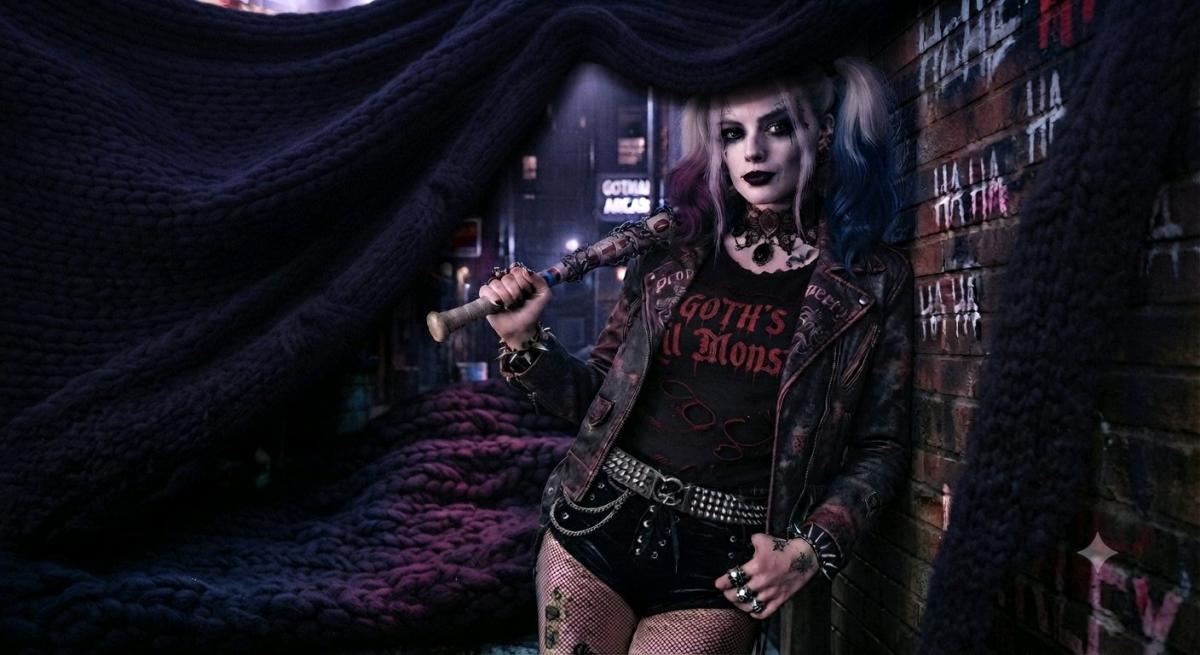 goth harley quinn mini backpack and blanket