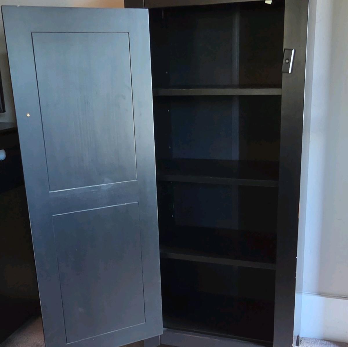 Black Freestanding Jelly Cabinet 1 Door 3 Shelves 22x13x505