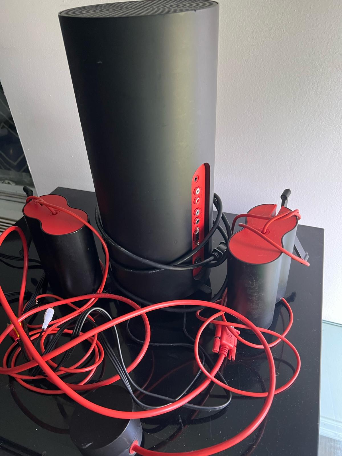 black and red sound system